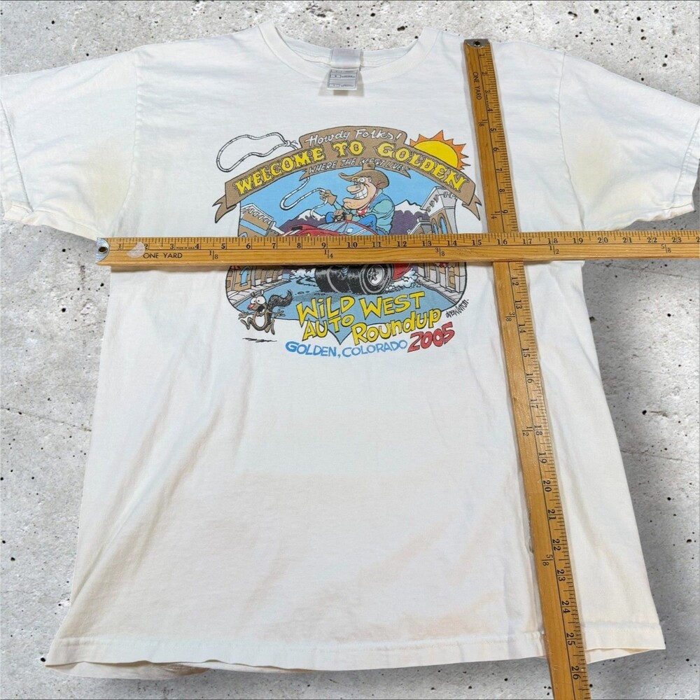 Vintage 2005 Wild West Auto Roundup T Shirt Golden Colorado Car Show L White - Picture 10 of 10